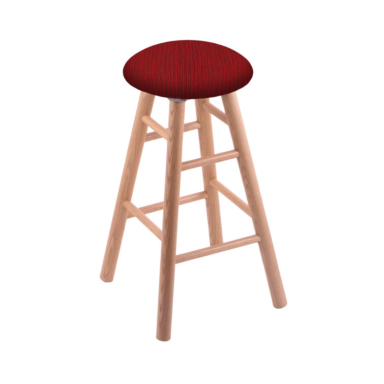Natural Oak Swivel Counter Stool with Brown Fabric Seat