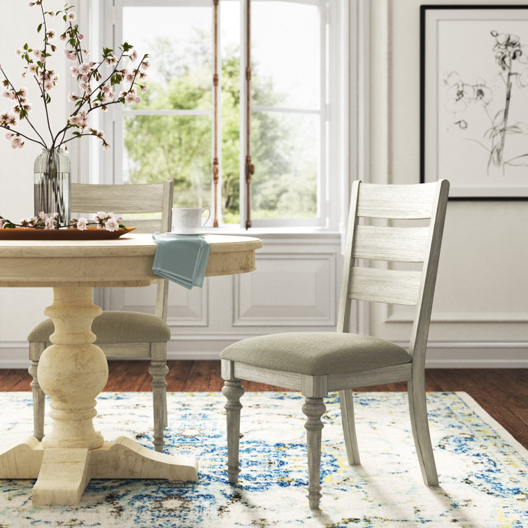 Heartland White Linen Upholstered Ladderback Side Chair