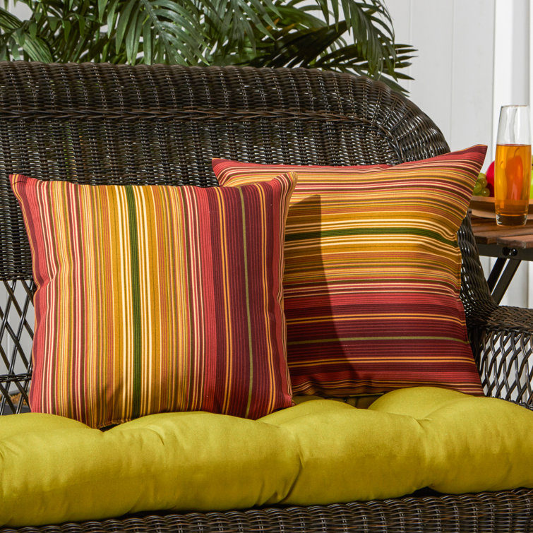 Kinnabari Stripe 17" Square Reversible Outdoor Throw Pillow Set