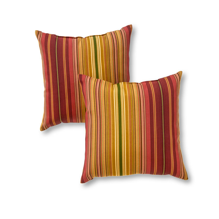 Kinnabari Stripe 17" Square Reversible Outdoor Throw Pillow Set