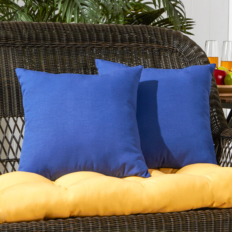 Marine Blue 17" Square Outdoor Accent Pillows, Set of 2