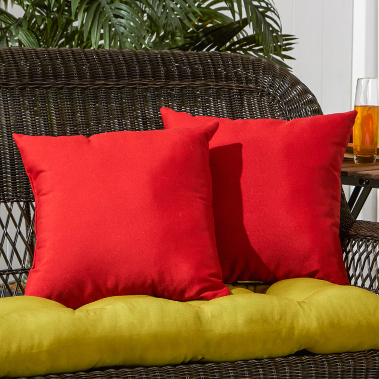 Salsa Red 17" Square Outdoor Throw Pillow Set