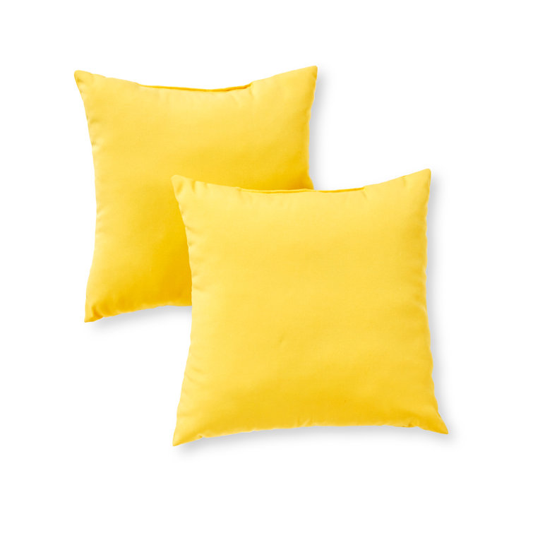 Sunbeam Yellow 17" Square Outdoor Throw Pillows, Set of 2