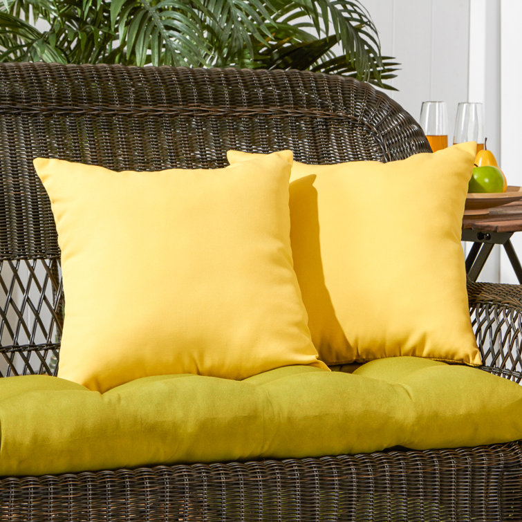Sunbeam Yellow 17" Square Outdoor Throw Pillows, Set of 2