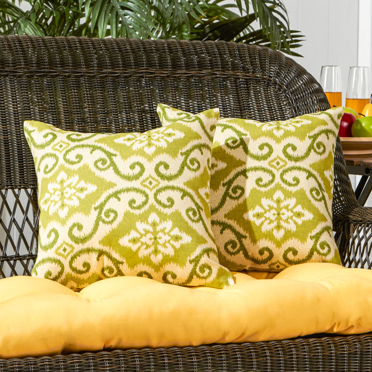 Shoreham Green Ikat 17" Square Outdoor Throw Pillow Set