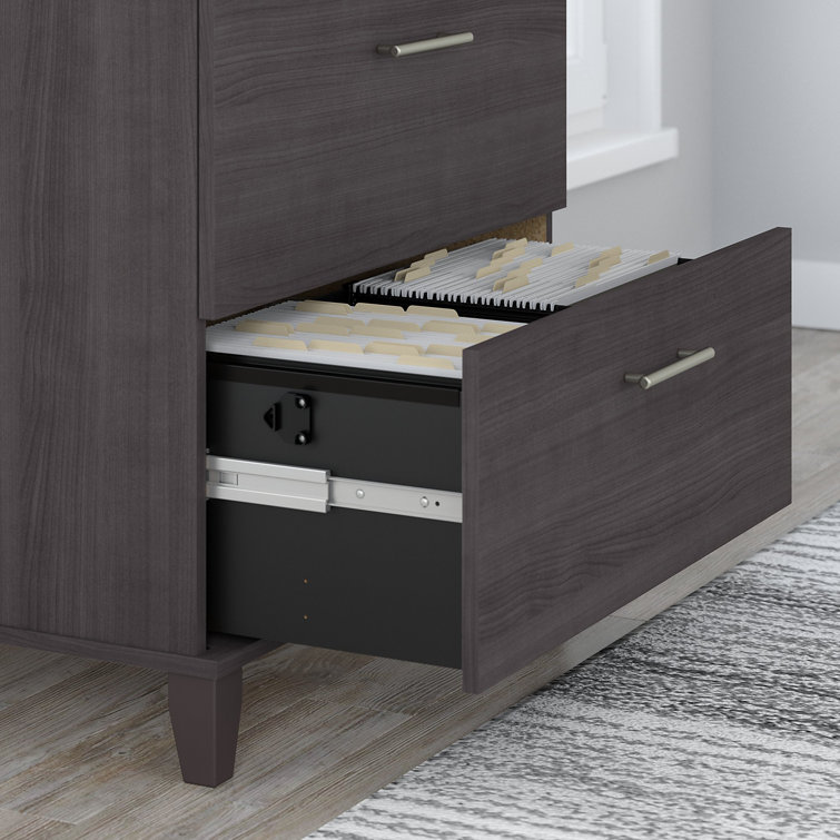 Storm Gray Metal 2-Drawer Mobile Lateral Filing Cabinet
