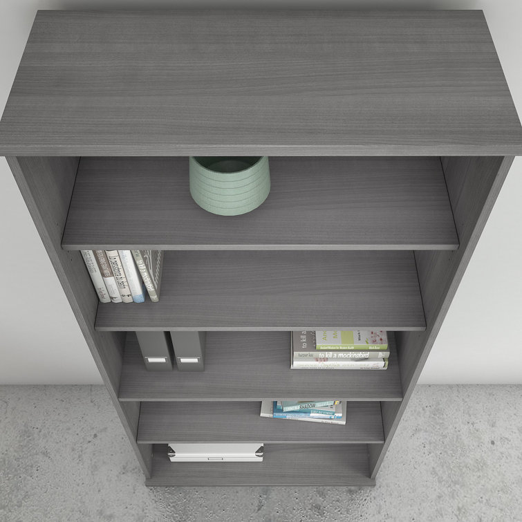 Platinum Gray 5-Shelf Adjustable Laminated Wood Bookcase