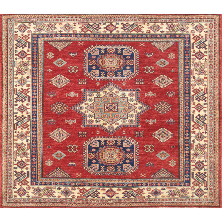 Pasargad Kazak Red & Beige Hand-Knotted Wool 5'2" x 5'11" Area Rug