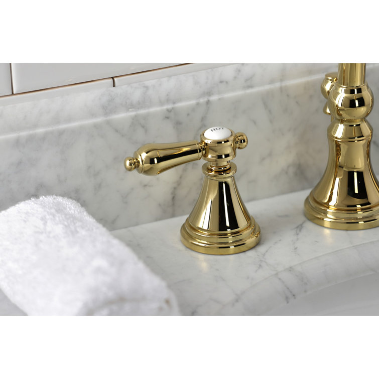 Polished Brass 11.5" Widespread Bathroom Faucet with Drain Assembly