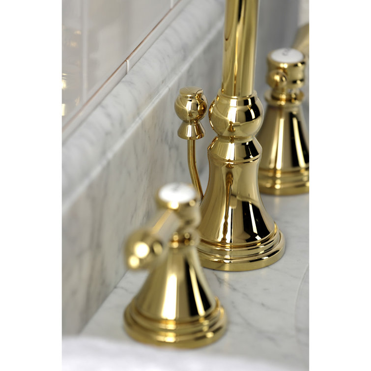 Polished Brass 11.5" Widespread Bathroom Faucet with Drain Assembly