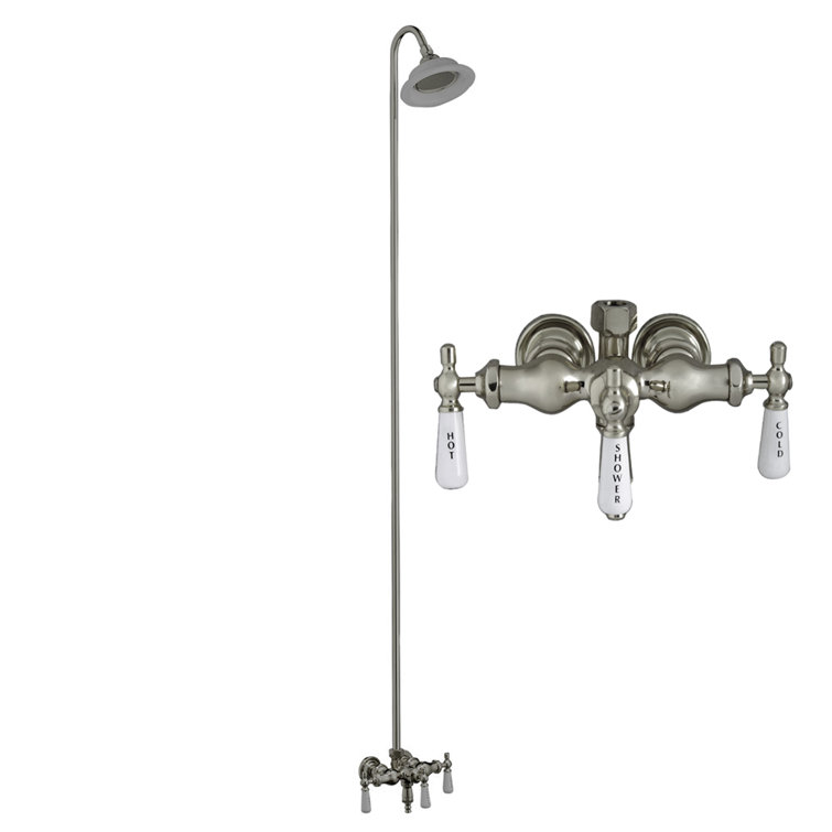 Polished Nickel Wall Mounted Clawfoot Tub Faucet with Diverter