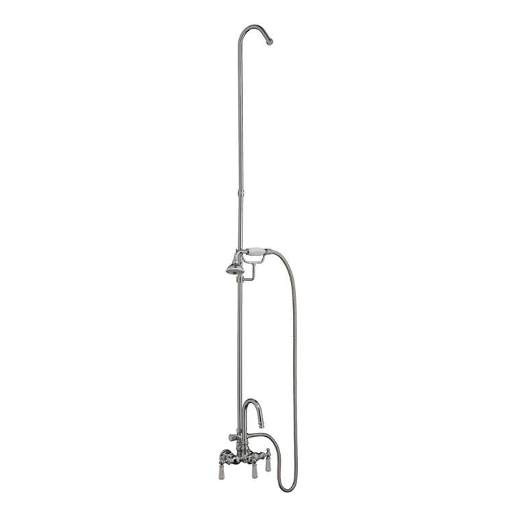 Polished Chrome Wall Mounted Tub Faucet with Handshower