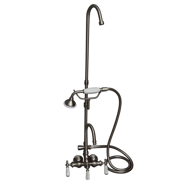 Polished Nickel Wall Mounted Clawfoot Tub Faucet with Handshower