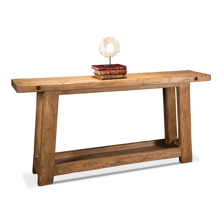 Rustic Brown Reclaimed Wood Rectangular Console Table