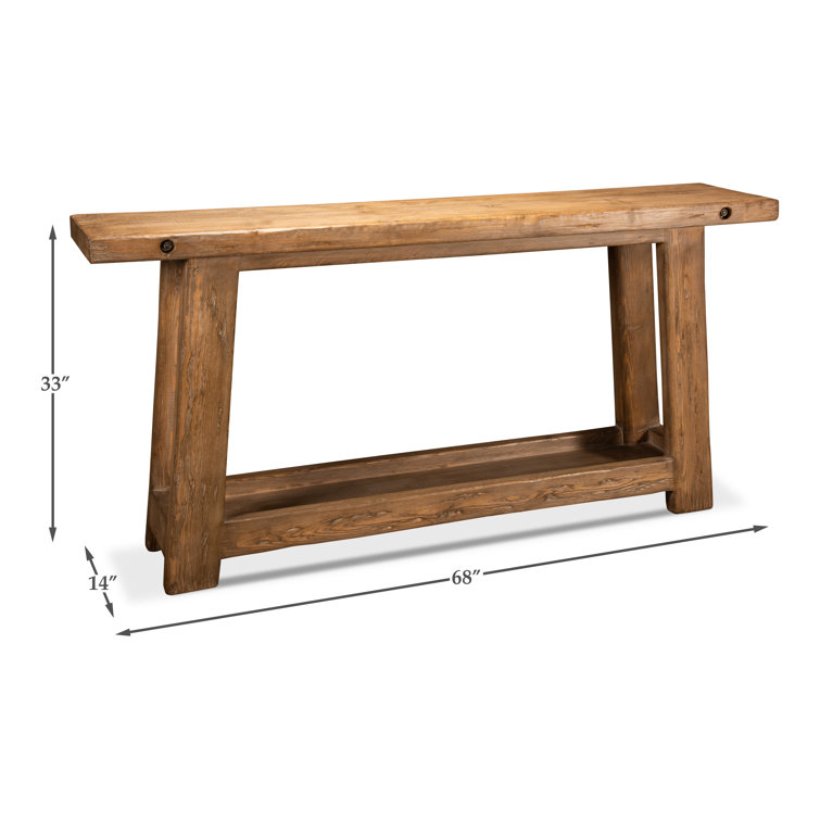 Rustic Brown Reclaimed Wood Rectangular Console Table