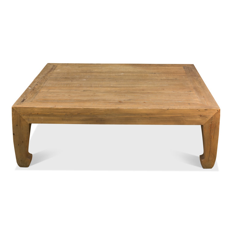 Transitional Chinese-Inspired Square Coffee Table in Reclaimed Pine