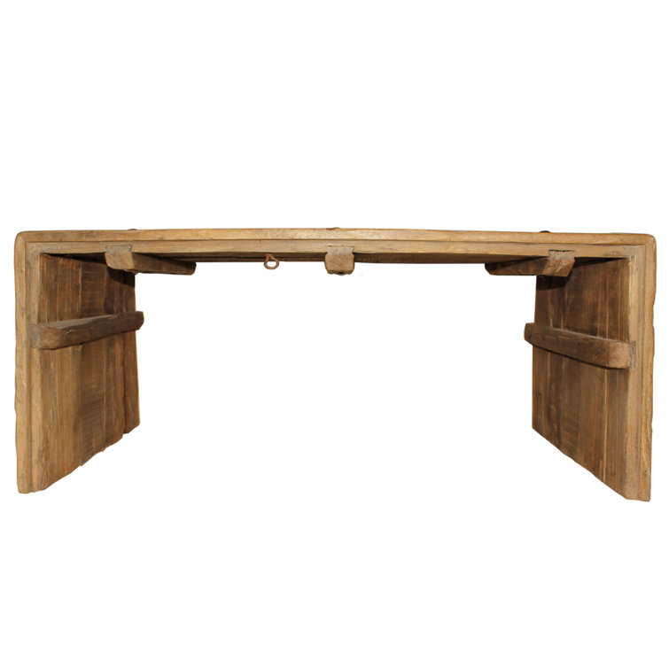 Rustic Rectangular Beige Wood Coffee Table with Storage