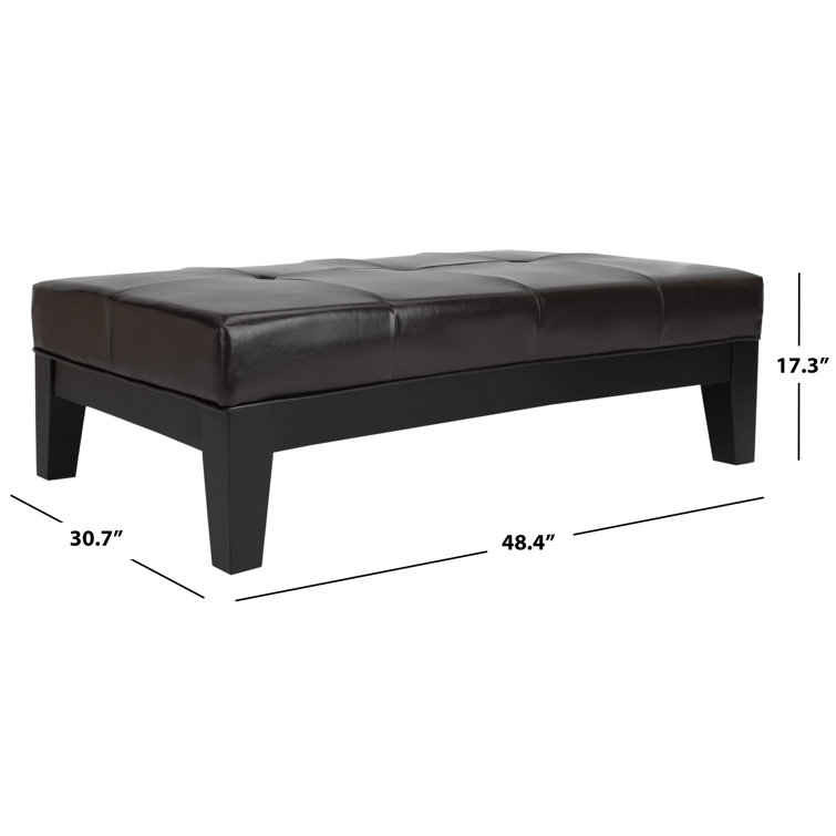 Transitional Tufted Cocktail Ottoman in Quilted Brown Faux Leather
