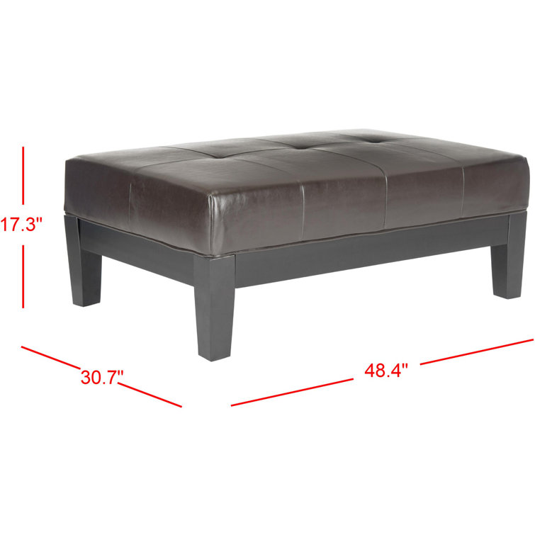 Transitional Tufted Cocktail Ottoman in Quilted Brown Faux Leather