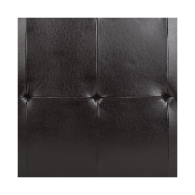 Transitional Tufted Cocktail Ottoman in Quilted Brown Faux Leather