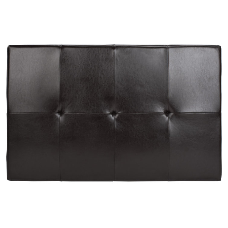 Transitional Tufted Cocktail Ottoman in Quilted Brown Faux Leather