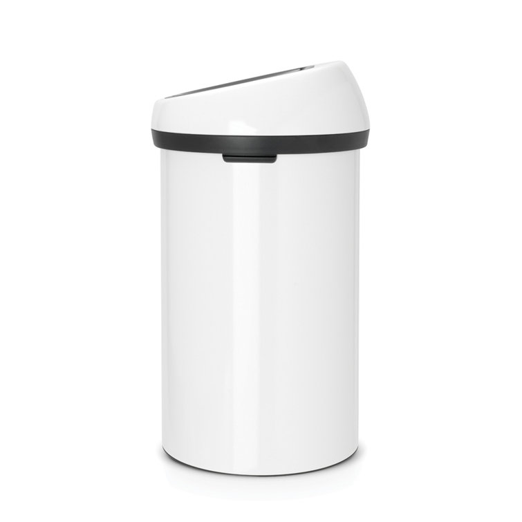 White Metal 16-Gallon Touch Bar Trash Can