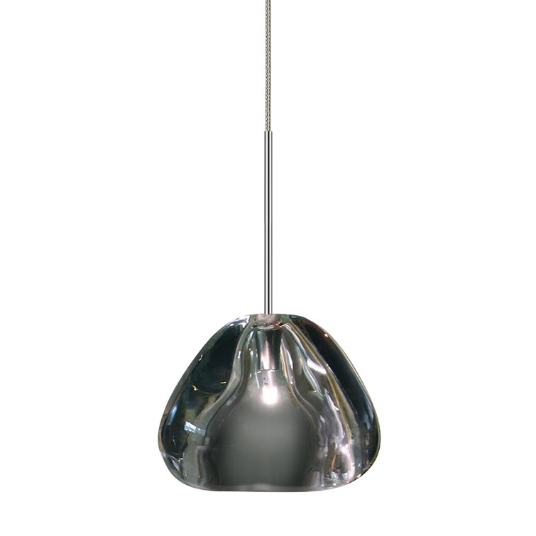Polished Nickel 5-Light Crystal Cluster Pendant