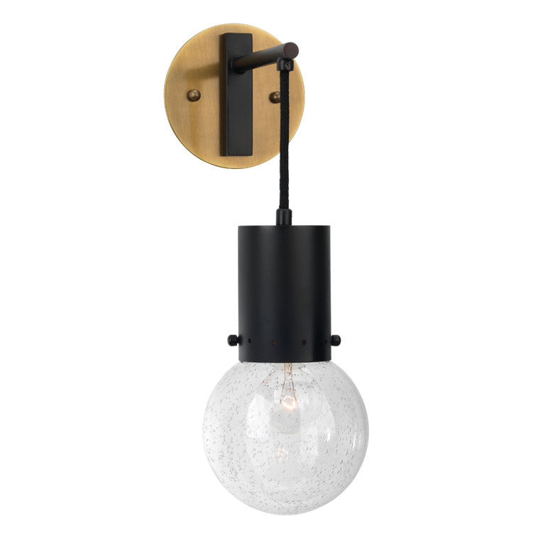 Oil Rubbed Bronze and Antique Brass 1-Light Sconce with Clear Glass