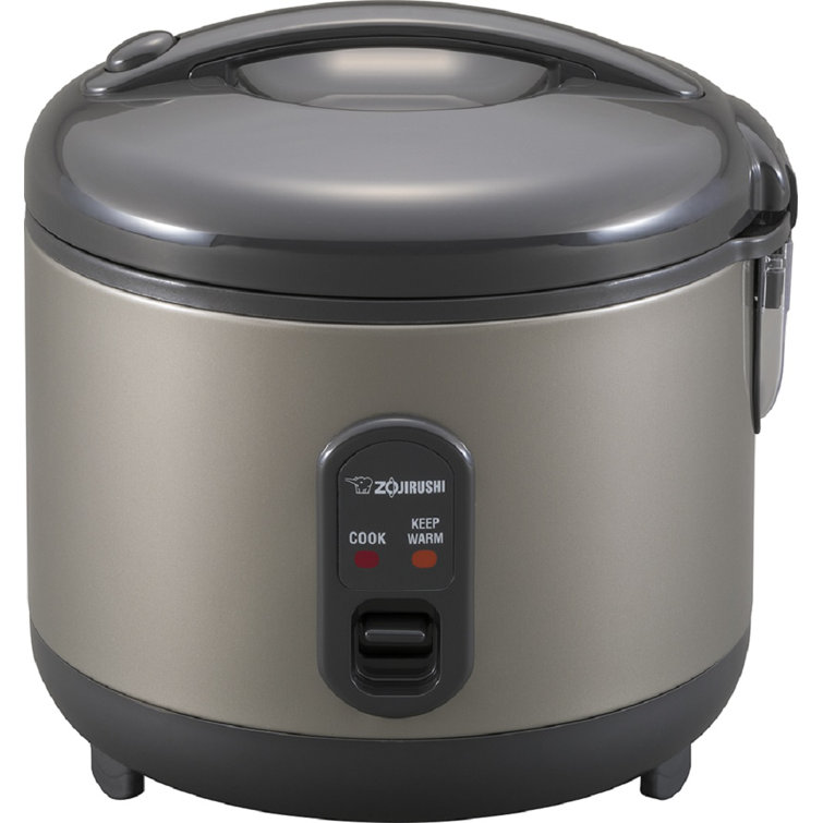 Sleek 14'' Stainless Steel Electric Rice Cooker & Warmer - Metallic Gray