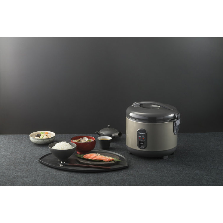 Sleek 14'' Stainless Steel Electric Rice Cooker & Warmer - Metallic Gray