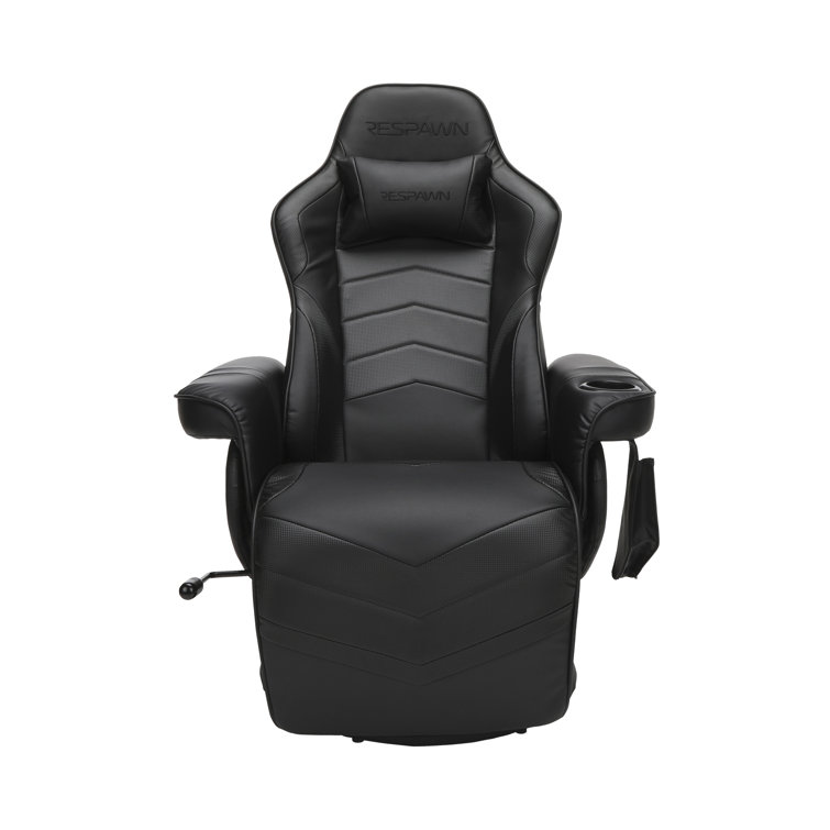 Black Bonded Leather Racing Style Gaming Recliner with Footrest