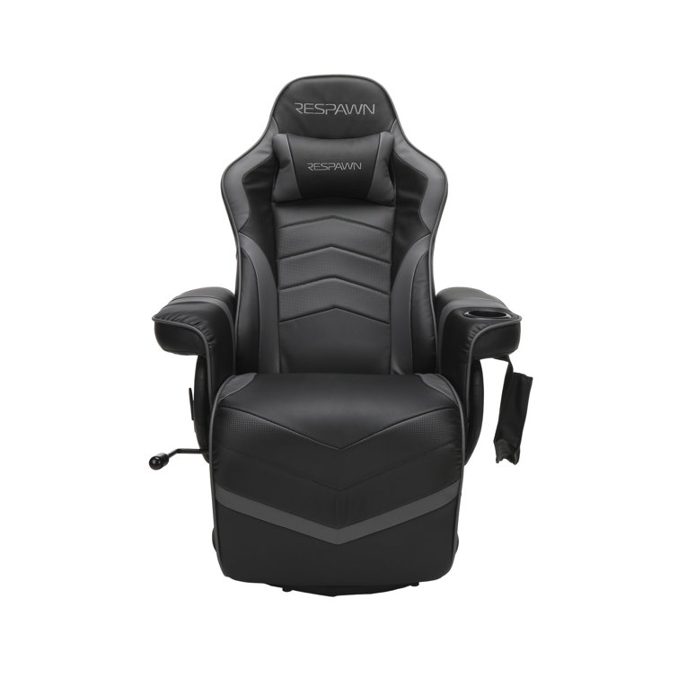 Gray Racing Style Gaming Recliner with Footrest and Cup Holder