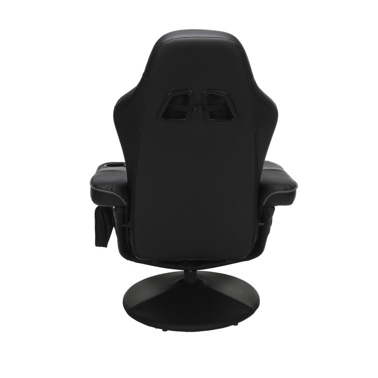 Gray Racing Style Gaming Recliner with Footrest and Cup Holder