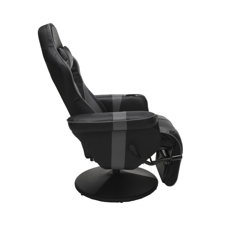 Gray Racing Style Gaming Recliner with Footrest and Cup Holder