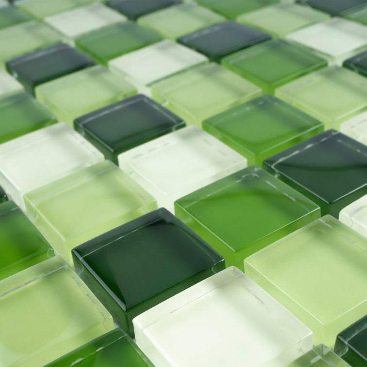 Green Glass Mosaic Tile Sheet for Bathroom and Kitchen