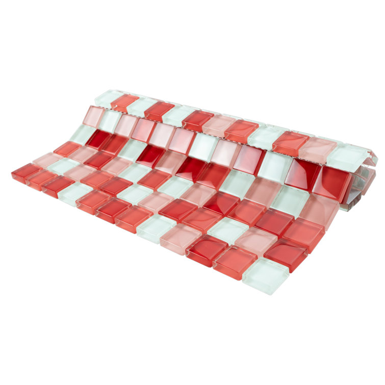 Red and Pink Glass Mosaic Tile Sheet for Kitchen and Bathroom