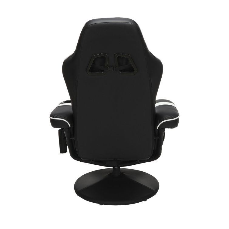 White and Black Racing Style Gaming Recliner with Footrest