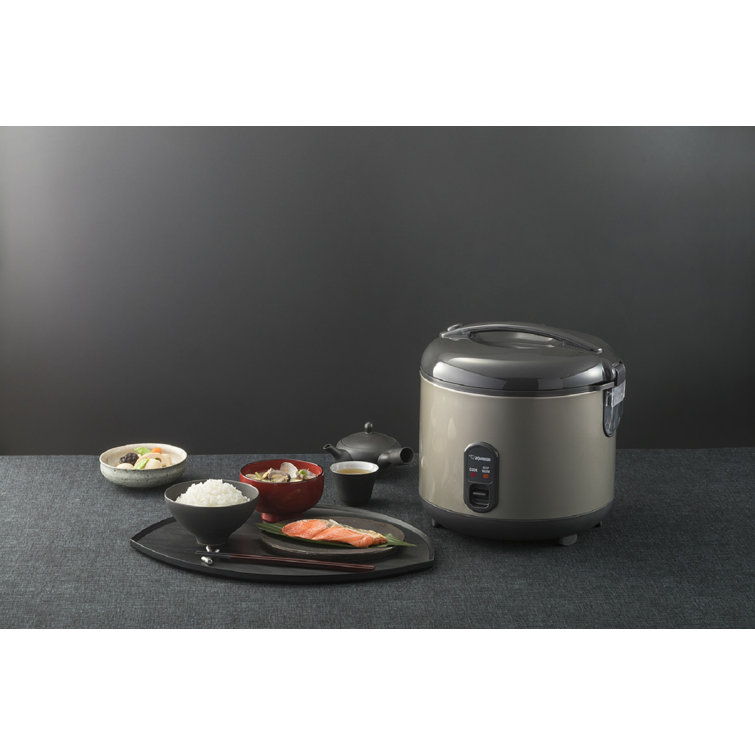 Sleek 14'' Stainless Steel Electric Rice Cooker & Warmer - Metallic Gray