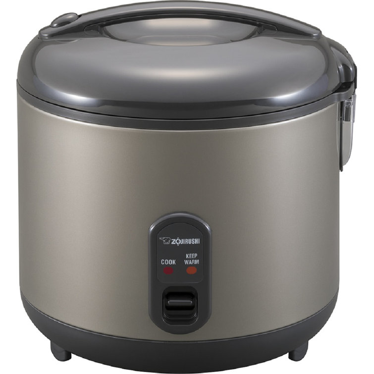 Sleek 14'' Stainless Steel Electric Rice Cooker & Warmer - Metallic Gray