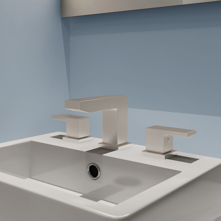 Polished Chrome Modern Widespread Bathroom Faucet with Brass Drain Assembly