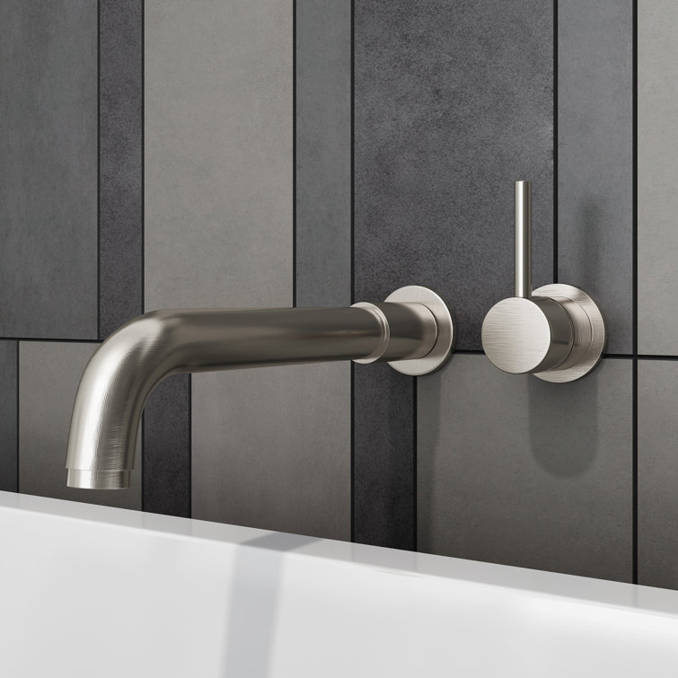 Brushed Nickel Wall Mounted Single Handle Tub Faucet