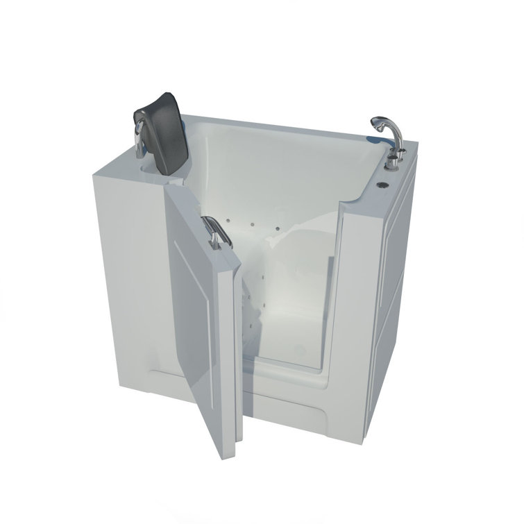 Catalina White Acrylic Walk-In Air Bathtub with Chrome Faucet