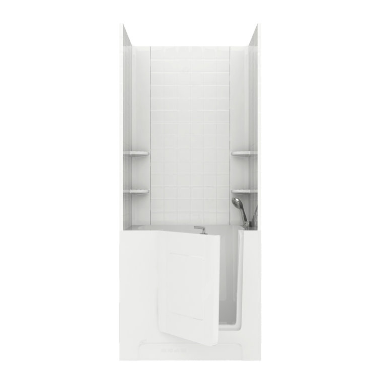 Catalina White Acrylic Walk-In Air Bathtub with Chrome Faucet