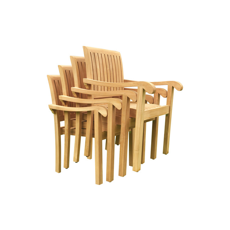 Aspen Teak Wood Stackable Outdoor Dining Armchair Set