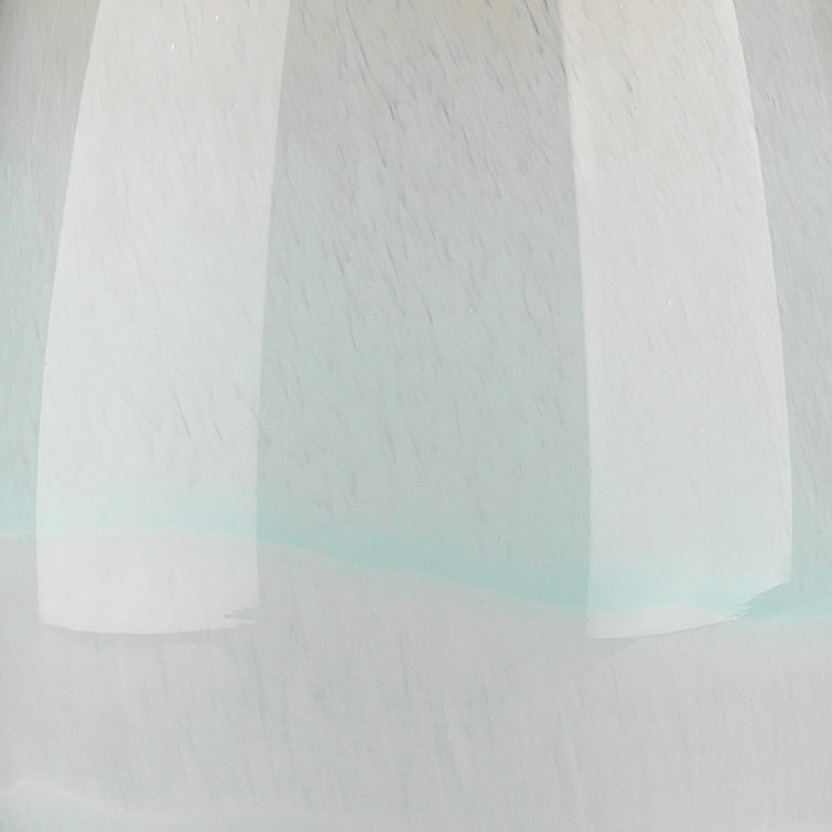 Sky Blue Blown Glass Table Lamp with White Linen Shade
