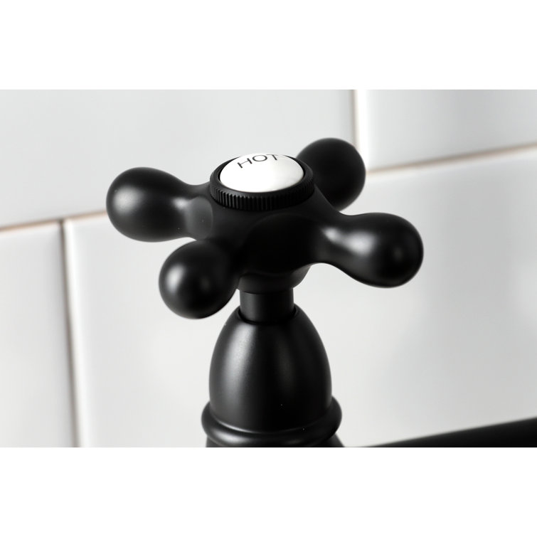 Matte Black Brass Heritage Bridge Kitchen Faucet with Side Sprayer