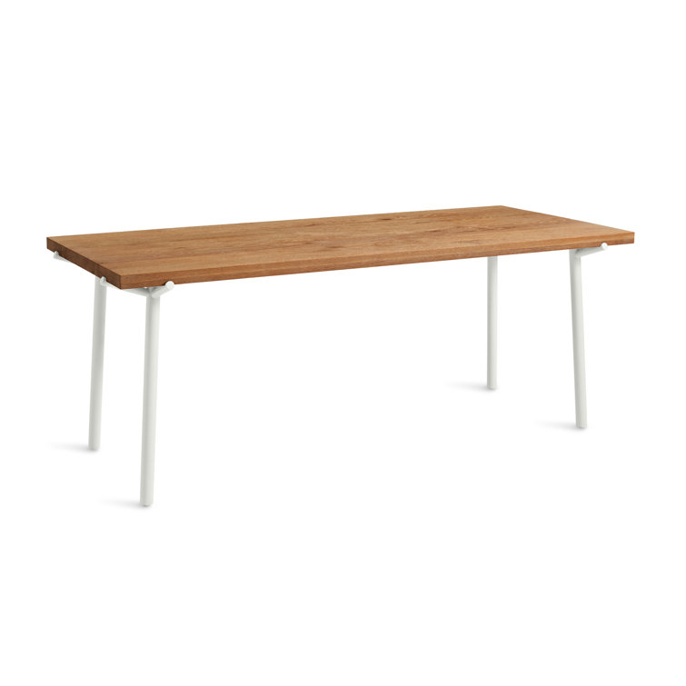 Oak and White Mid-Century Modern Dining Table, 76"