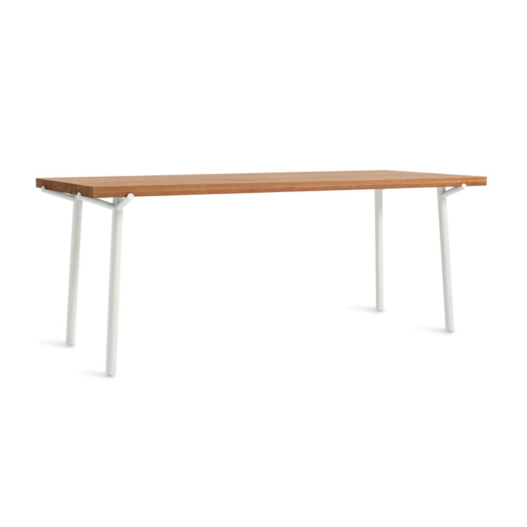 Oak and White Mid-Century Modern Dining Table, 76"
