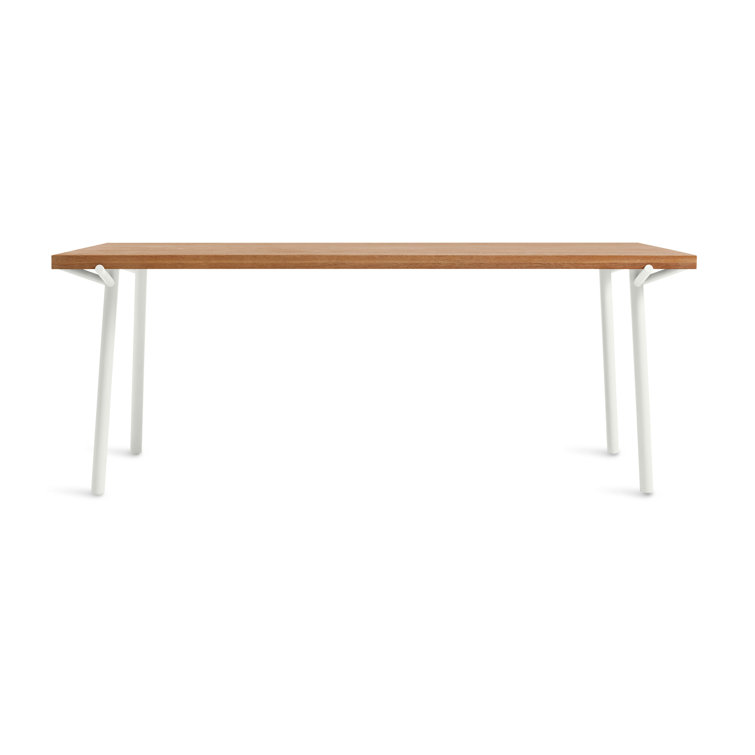 Oak and White Mid-Century Modern Dining Table, 76"