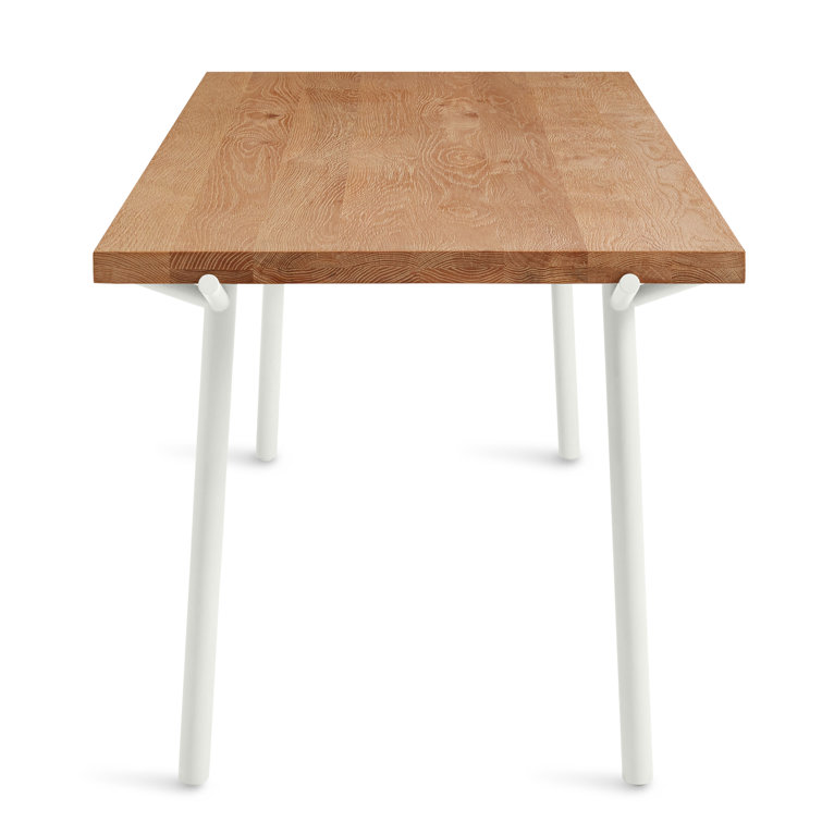 Oak and White Mid-Century Modern Dining Table, 76"